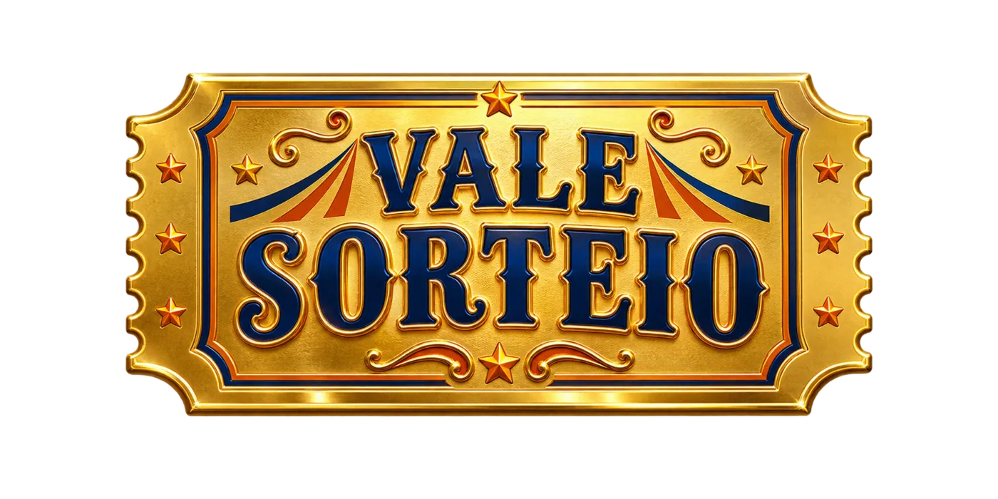 Ingresso premiado dourado com o texto Vale Sorteio
